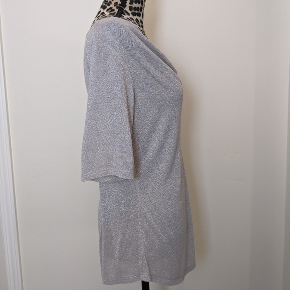 The Limited Silver Shimmery Draped Blouse Medium - Picture 5 of 7